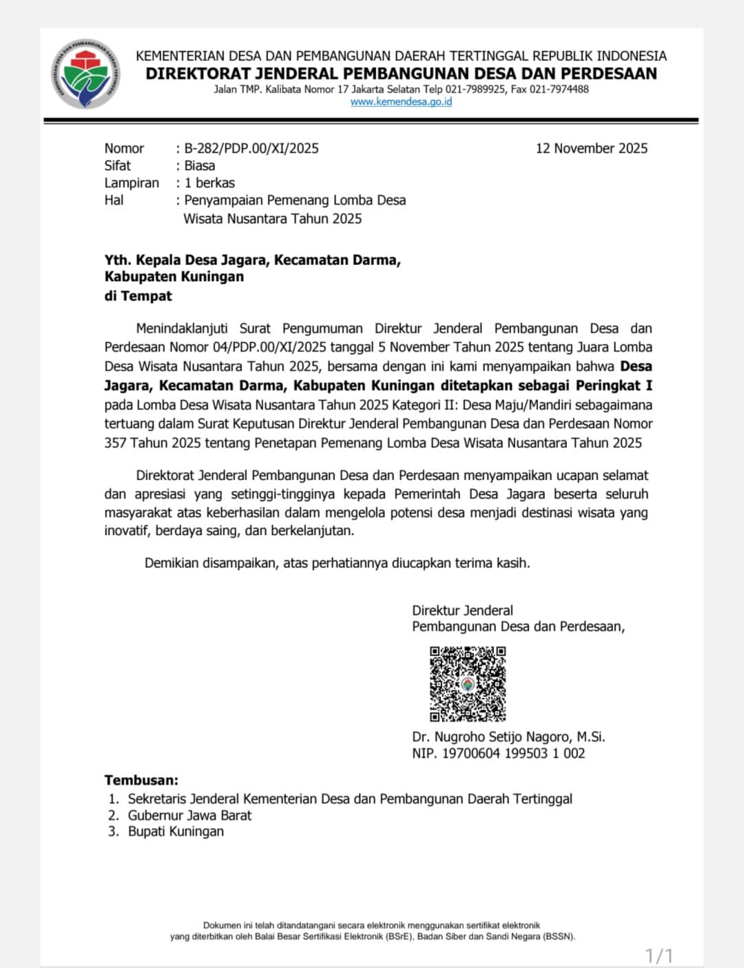 Le village de Jagara remporte la première place au Concours National des Villages Touristiques de l’Archipel 2025